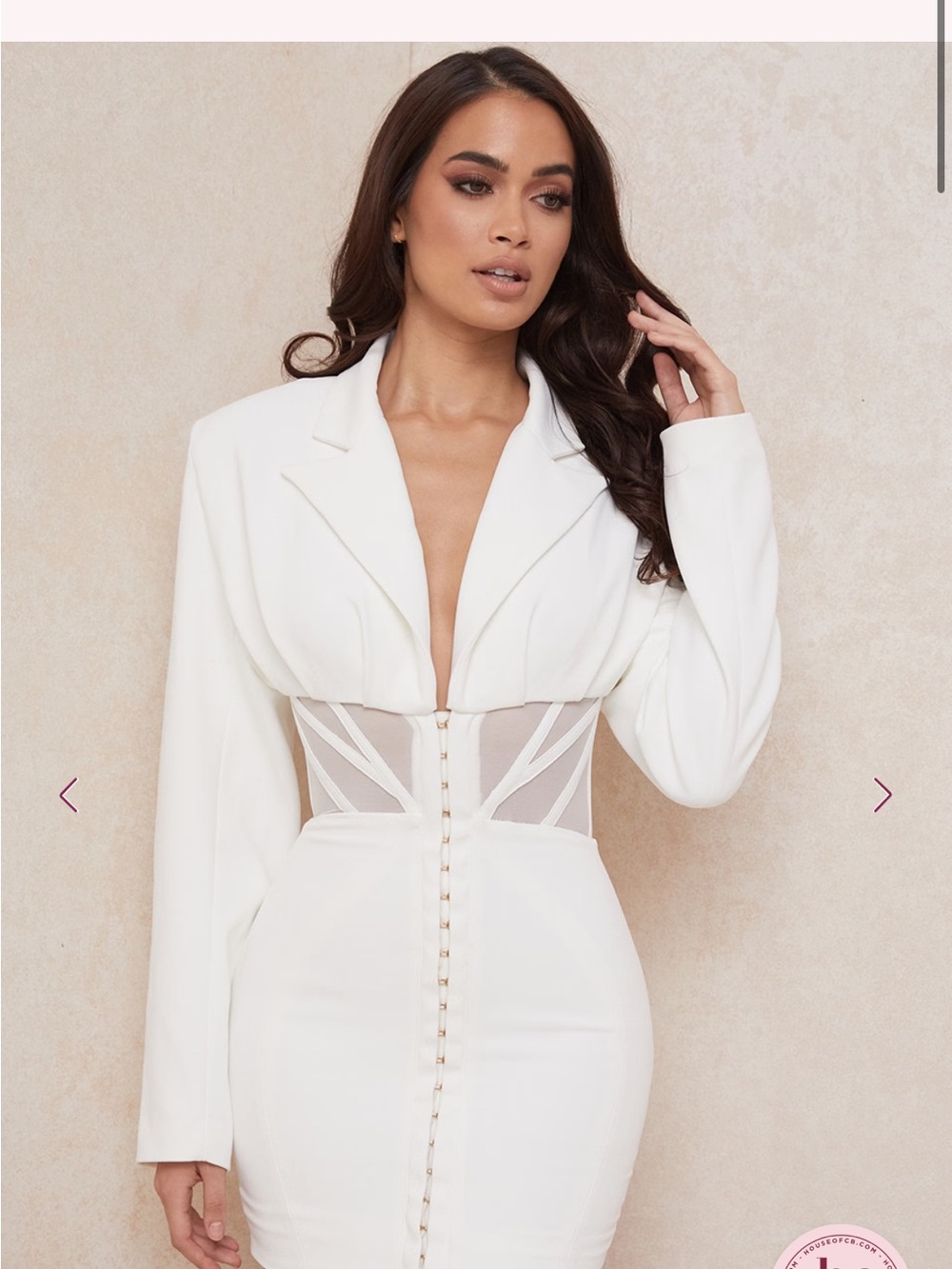 House of CB White Midi Dress with Sheer Corset Panels